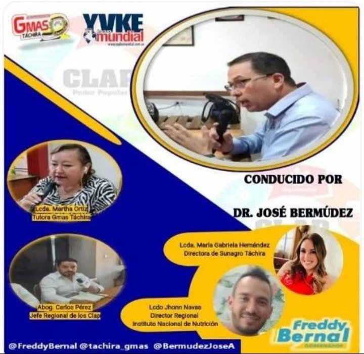 Este #Miercoles 23 de Nov. Sintoniza  la 94.5 f.m. <a href="/yvke_mundial/">YVKE Mundial</a> "La Hora de los Clap" Tendremos como invitados al Lcdo. Jhonn Navas Director Regional del <a href="/INN_TACHIRA/">INN TÁCHIRA</a> y la Lcda. Maria Gabriela Hernandez Directora de @sunagrotachirave 
#Clap TachiraIndetenible