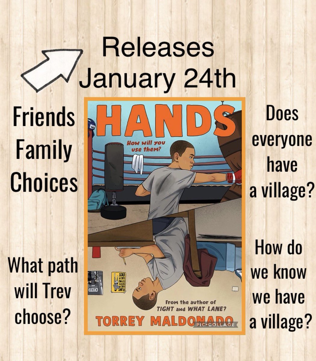 Hi #MGBookchat I'm Torrey Maldonado, a Brooklyn, NY teacher & author of 4 MG books with Penguin Random House. Just back from presenting at NCTE22 & still buzzing from great feedback there about my January release, Hands.