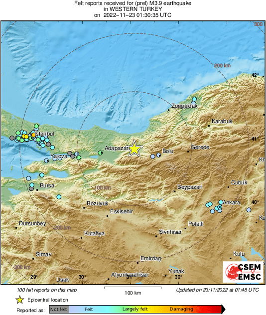 #Earthquake 10 km W of #Düzce (#Turkey) 18 min ago (local time 04:30:35). Colored dots represent local shaking &amp; damage level reported by eyewitnesses. Share your experience:
📱emsc-csem.org/service/applic…
🌐m.emsc.eu/?id=1191988