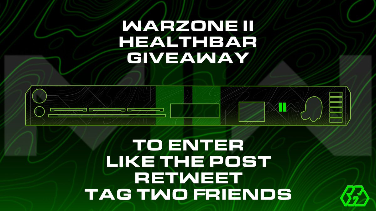 WARZONE 2.0 HEALTHBAR GIVEAWAY
To enter all you have to do is:
Like the post ❤️
Retweet it ♻️
Tag two of your squad mates in the comments!
Winner will be chosen on Friday the 25th and then customized to with their name!
 #Warzone2 #CallofDuty