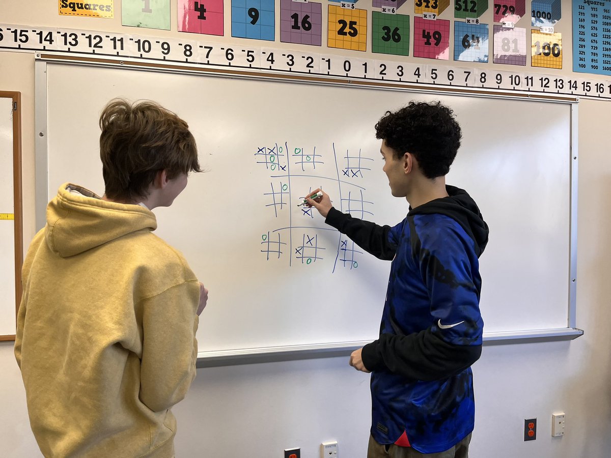 Abaziou's tweet photo. Competing with the World Cup on the last day of school before Thanksgiving break… Ultimate Tic Tac Toe for the win! #McLeanSchool #mtobs #iteachmath https://t.co/qYZaAY51Rs