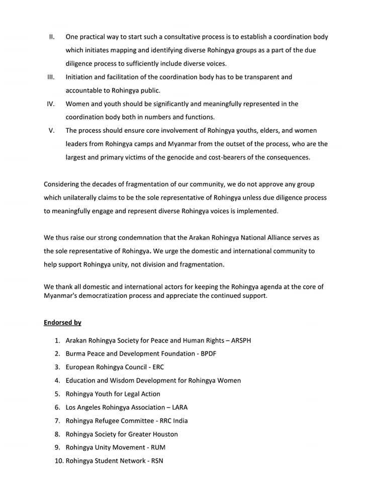 akmoe2's tweet photo. Joint Statement by Rohingya CSO, Youth , Women leaders on formation of ARNA. Constructive , sharp , precise and courageous. https://t.co/iJWAjuMNgV