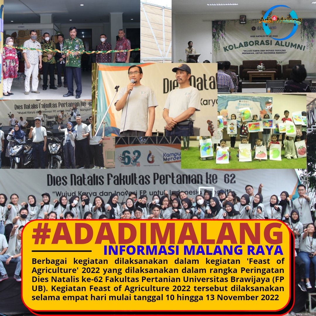 adadimalang's tweet photo. Feast of Agriculture Untuk Dies Natalis Fakultas Pertanian Universitas Brawijaya
Selengkapnya di : https://t.co/FBump1UxGE
#FeastofAgriculture #PertanianUB #DiesNatalisKe62 #UB #UniversitasBrawijaya #Pendidikan #AdaDiMalang #AgusYuwono #SamSuga #BeritaAgus #IngatAgus https://t.co/ZQ6kdDTjso
