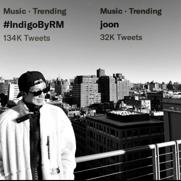RMGlobalUnion's tweet photo. #️⃣ - Joon and #IndigoByRM are both trending under the Music topic, with 32K and 134K tweets respectively.

INDIGO D-9
INDIGO IS COMING

#방탄소년단RM #남준 #RM #Namjoon https://t.co/oVwd7MZLeo