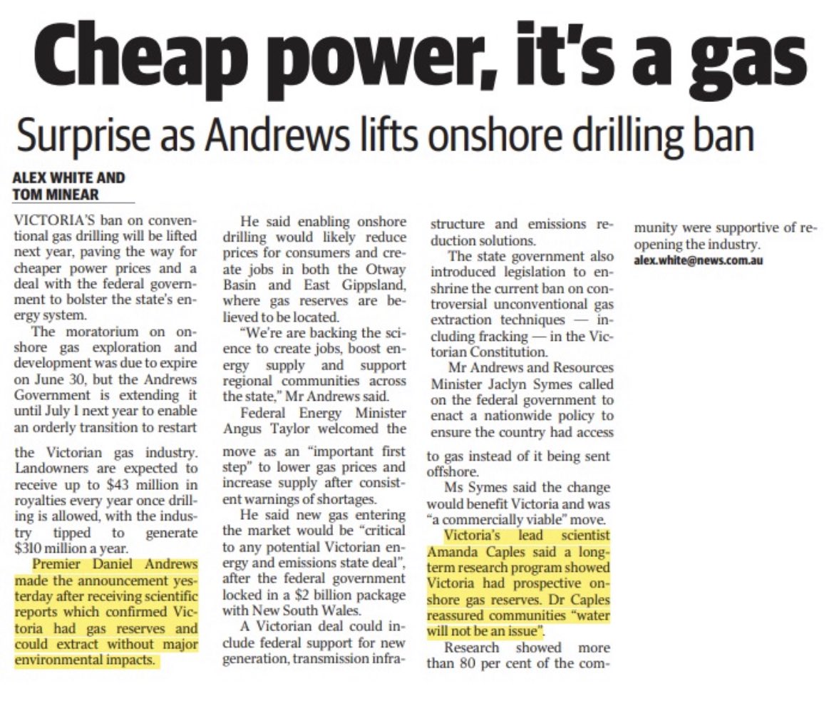VCHQ2022's tweet photo. Daniel Andrews today says there is no conventional onshore gas, yet two years ago lifted a ban because there is conventional onshore gas #springst https://t.co/hjyOXPo3FB