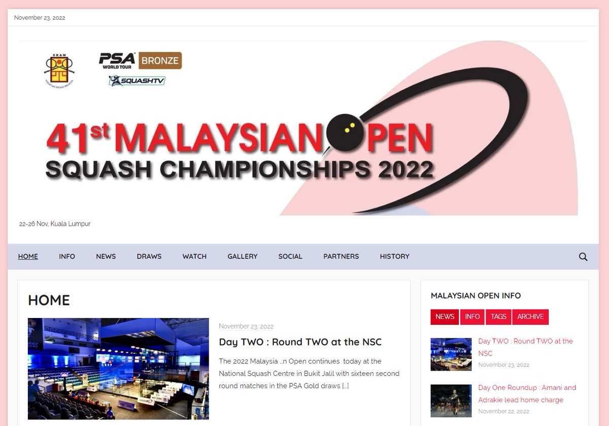 Squash Site (@squashsite) on Twitter photo Day TWO of the Malaysian Open coming up in KL, as the seeds join in ...
malaysianopensquash.com/day-two
<a href="/squashmalaysia/">squash_malaysia</a> @PSAWorldTour <a href="/SquashTV/">SQUASHTV</a> Day TWO of the Malaysian Open coming up in KL, as the seeds join in ...
malaysianopensquash.com/day-two
<a href="/squashmalaysia/">squash_malaysia</a> @PSAWorldTour <a href="/SquashTV/">SQUASHTV</a>