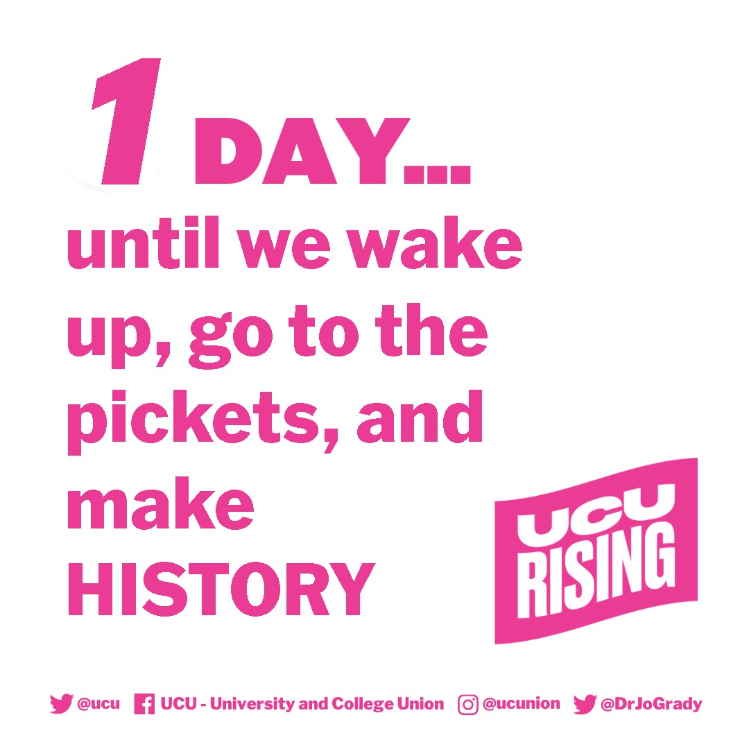 It all comes down to this

Reach out to everyone you know today and make sure they join us on that picket line 

Let's make history and take vice chancellors to a place they've never been before 

#ucuRISING