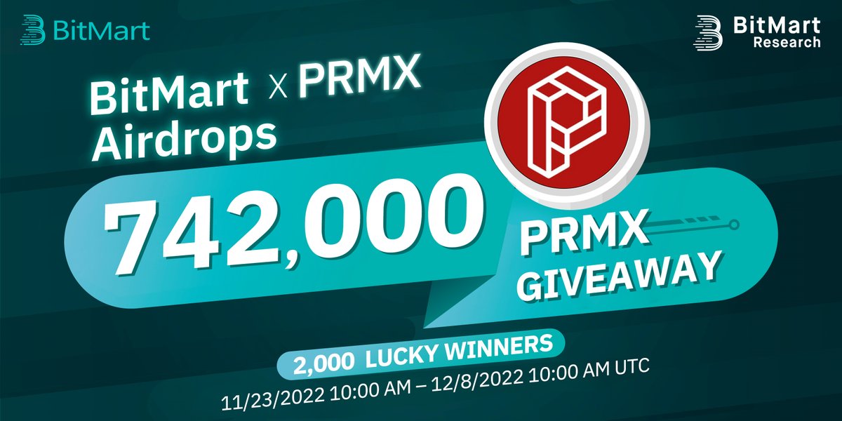 BitMart Research|$BMX HODLer (@bitmartresearch) on Twitter photo 🌟BitMart X PRMX Airdrop!
1⃣Follow <a href="/BitMartResearch/">BitMart Research|$BMX HODLer</a> & <a href="/BitMartExchange/">BitMart</a> & <a href="/prema_en/">PREMA</a>
2⃣Join t.me/BitMartExchang… & t.me/prmx_io_global
3⃣RT & Tag 3 friends
4⃣Fill out:forms.gle/5GqY1VH7mLdC96…
🥳742,000 $PRMX / 2,000 winners
Register👉bitmart.com/register-refer… 🌟BitMart X PRMX Airdrop!
1⃣Follow <a href="/BitMartResearch/">BitMart Research|$BMX HODLer</a> & <a href="/BitMartExchange/">BitMart</a> & <a href="/prema_en/">PREMA</a>
2⃣Join t.me/BitMartExchang… & t.me/prmx_io_global
3⃣RT & Tag 3 friends
4⃣Fill out:forms.gle/5GqY1VH7mLdC96…
🥳742,000 $PRMX / 2,000 winners
Register👉bitmart.com/register-refer…