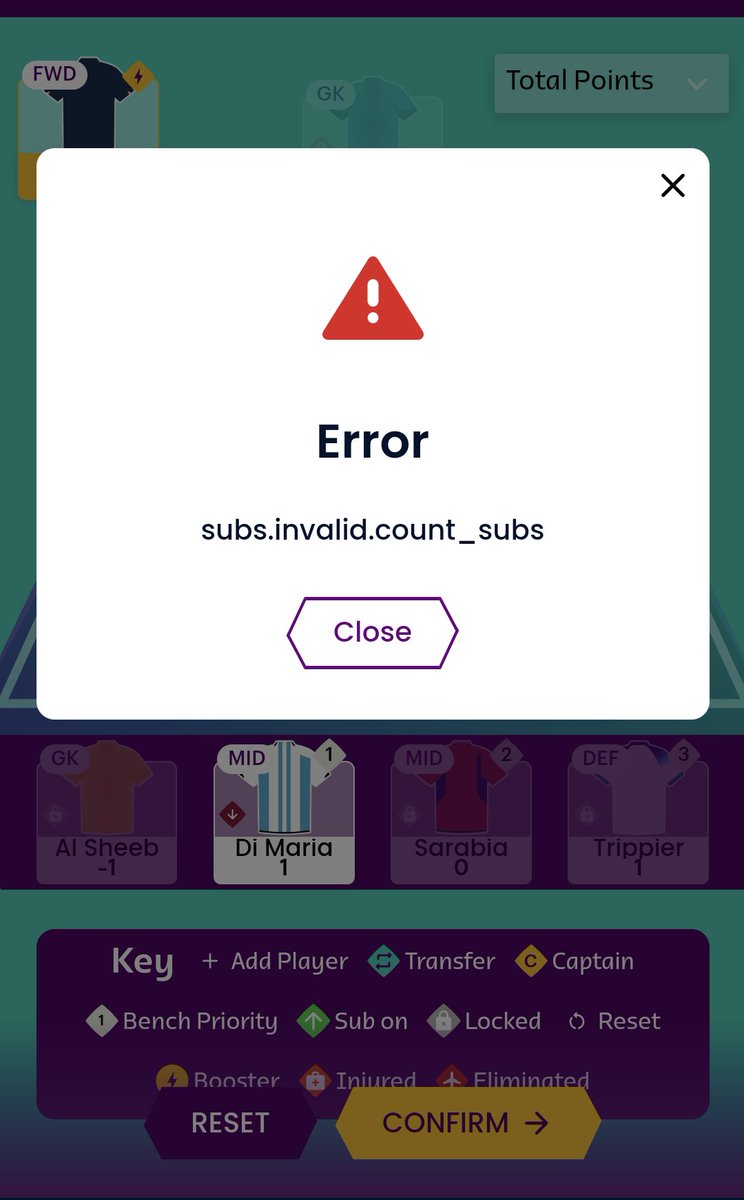 creatorofnil's tweet photo. @FIFAWorldCup subs.invalid.count_subs error in app - why can't I make subs??? #FWCF https://t.co/lJmj1kreGc