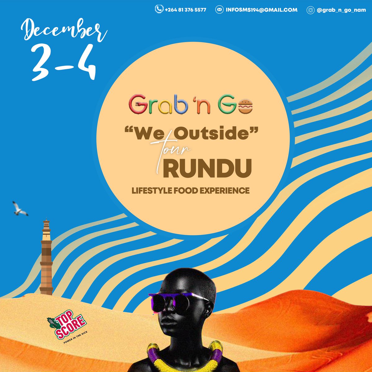 🍔 G R A B ‘n G O🍔

  🎬 T H E  F I N A L  S T R E T C H 🎬

                🐊 R U N D U 🐊

          🎪W E  O U T S I D E 🎪