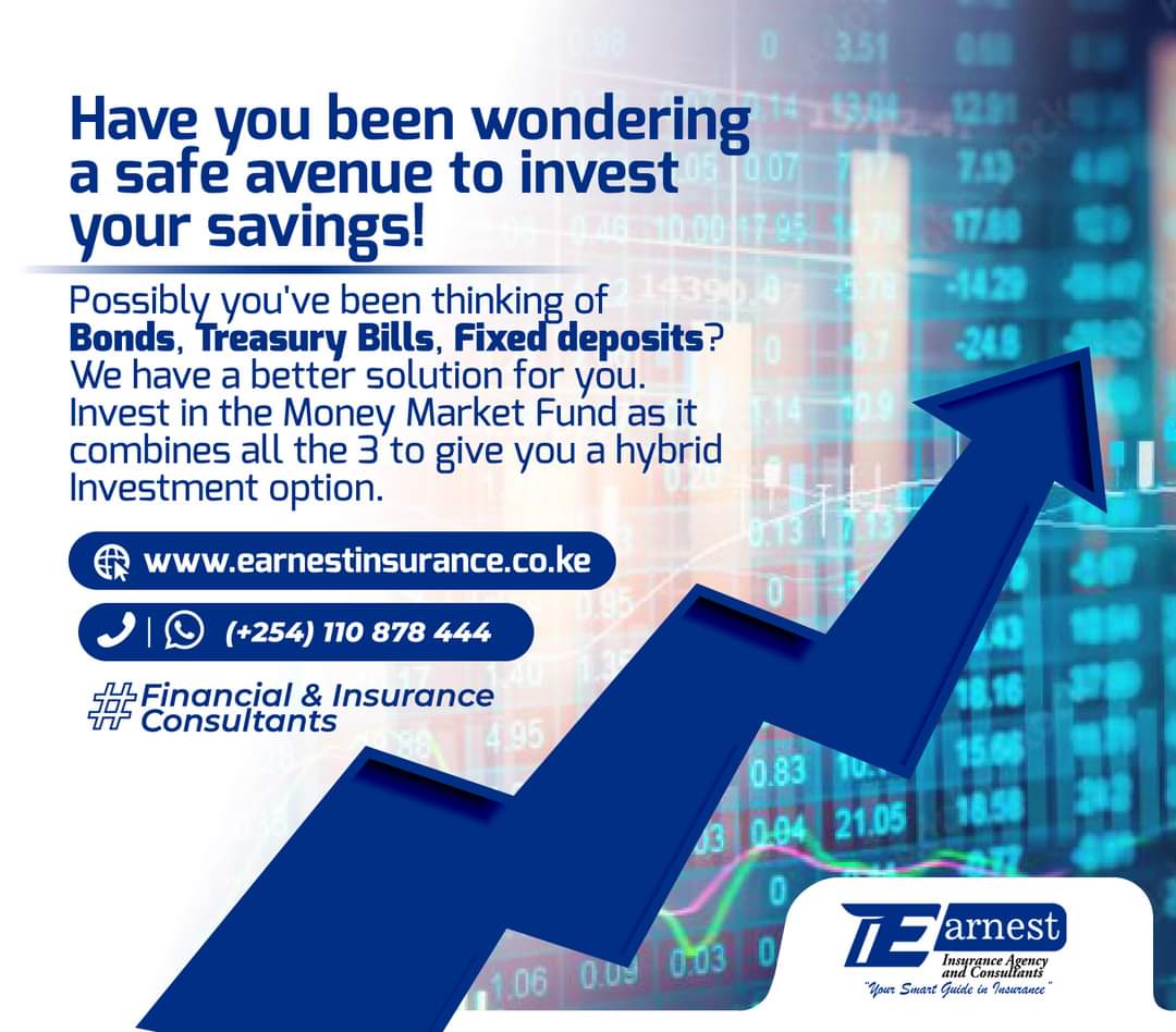 Looking for a safe avenue to invest your savings! possibly you've been thinking of Bonds, Treasury Bills, Fixed deposits? Invest in the Money Market Fund as it combines all the 3 to give you a hybrid option earnestinsurance.co.ke
#Fiancialfreedom #Nairobi #Bongapoints