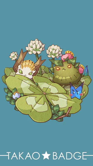 こちらは植物のバッチのデザインです。僕の中ではやはり代表的な植物はコケダマちゃんにも大事な存在のクローバー。という事でこの絵柄が植物の第一弾となります#孝夫印画 