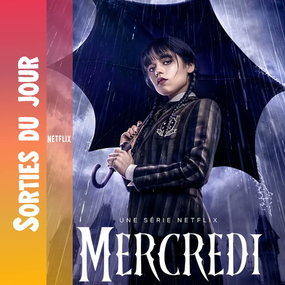 Resto_Geek's tweet photo. Sorties du jour :
- Mercredi saison 1 sur #Netflix
#Restogeek #Sortiesseries #Mercredi #FamilleAddams https://t.co/bVt7TunQLQ