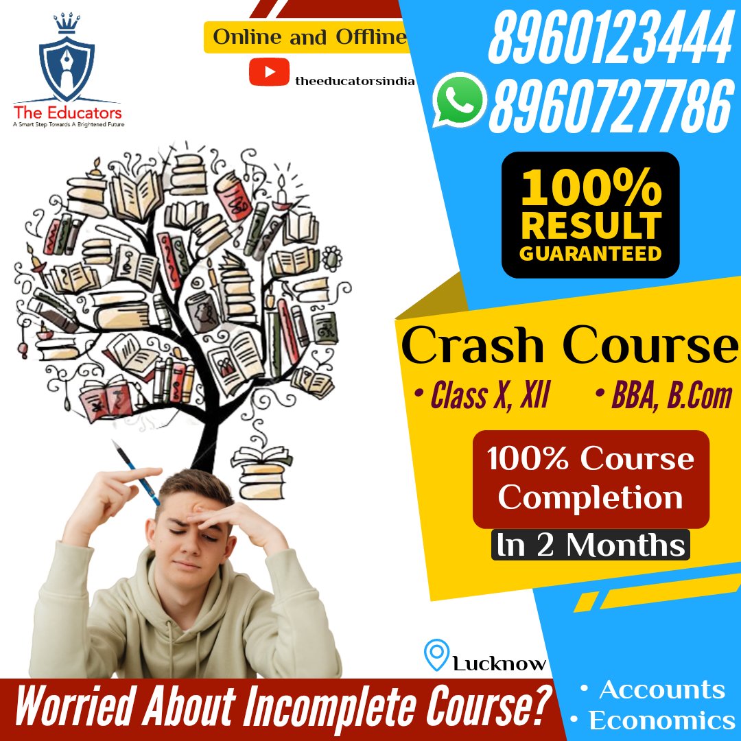 Dr_NaqviAli's tweet image. If you are worried about your incomplete corse of Economics or Accounts....
Don&apos;t worry, Dr. Ali Mahdi Naqvi sir from The Educators is here to help.

Limited Seats
Connect With Us on 8960123444

#crashcourse #CompleteCourse #accounts #economics #TheEducators #dralimahdinaqvi