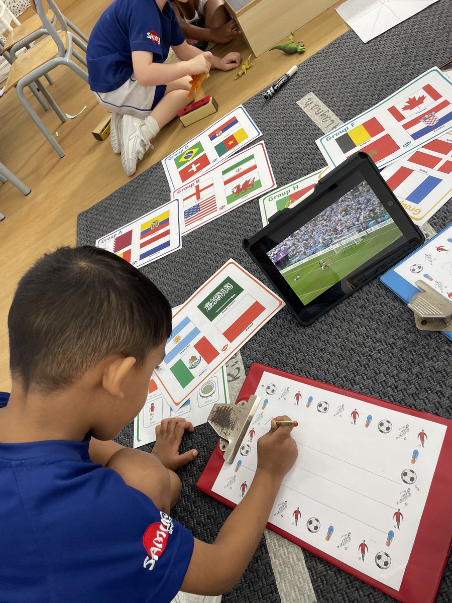 JESSJumeirahFS2's tweet photo. We are well and truly inspired by the @FIFAWorldCup . Every morning we are adding the scores to our board and talking about different countries. We all support different teams and are learning about each others countries #worldcup #inspiringwriting #childledlearning @JESSJumeirah https://t.co/UU71iPdnAT