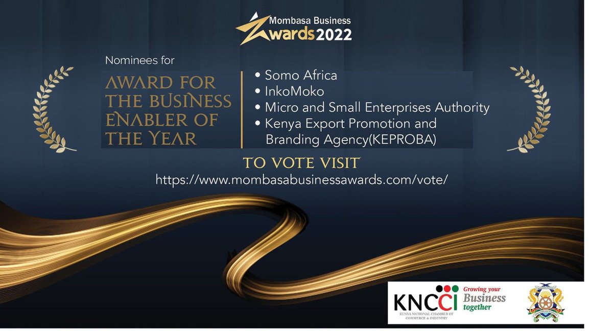 Inkomoko's tweet photo. We are excited to announce that Inkomoko has been nominated for the Business Enabler of the Year Award by @KncciMombasa, @MombasaCountyKe, for supporting entrepreneurs in Kenya, Rwanda &amp; Ethiopia. 
Voting closes on 30th Nov. Click below to Vote for us. 
https://t.co/OVhXmcylNv https://t.co/LwZ2x7BxWE
