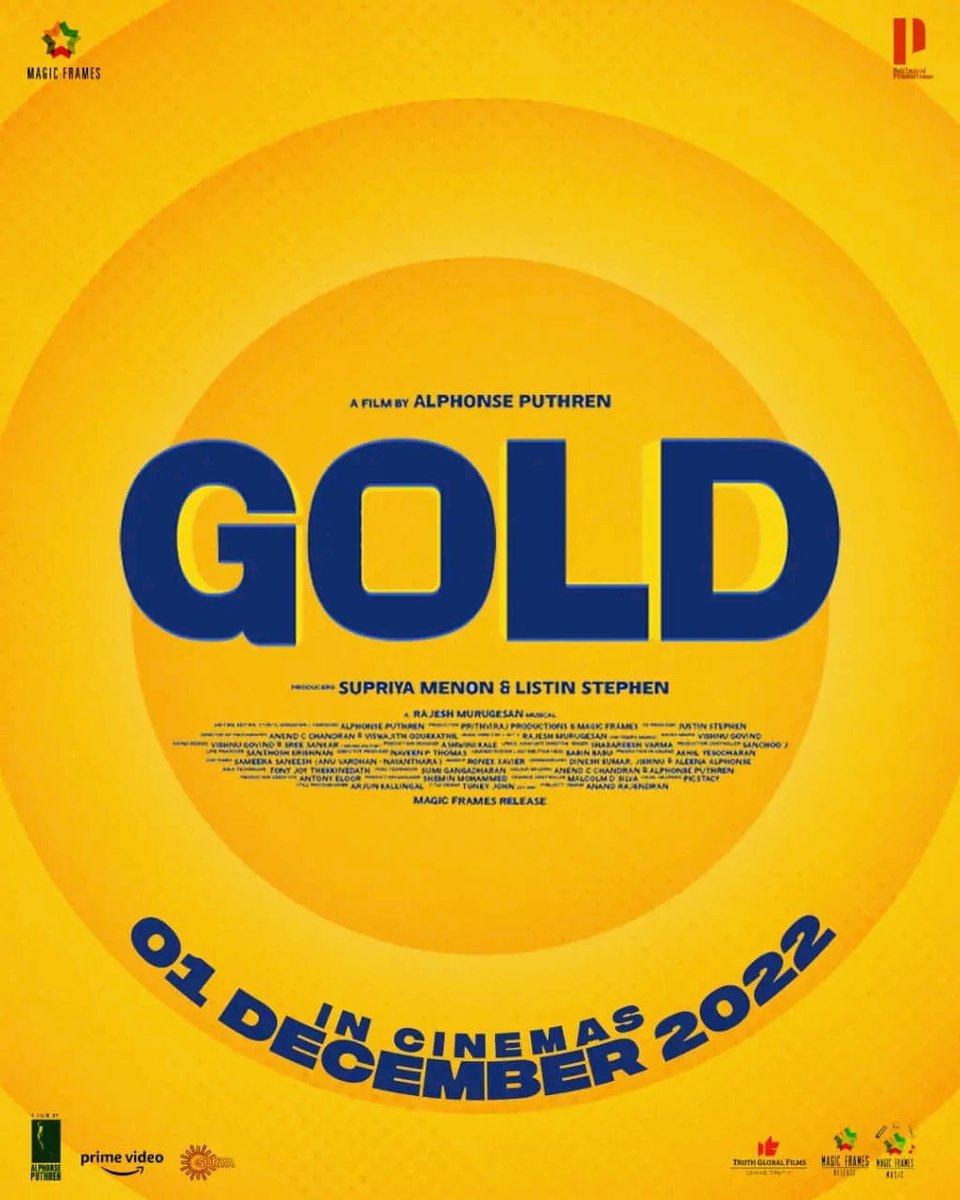 PrithviTrends's tweet photo. Finally, The Much Awaited #Gold Is Coming!!😍

In Cinemas From 1st December 2022!!

An #AlphonsePuthren Film!
@PrithviOfficial #PrithvirajSukumaran https://t.co/f8VWTPf7sR