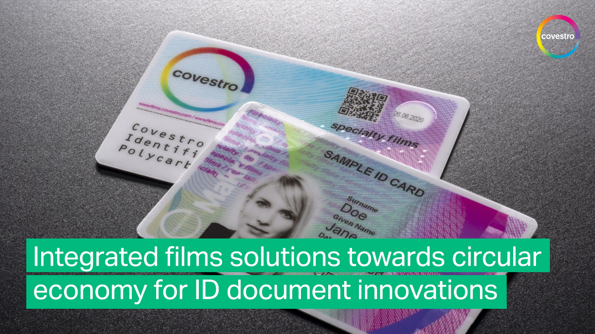 covestro's tweet photo. On our mission to become #FullyCircular we are one step closer with our innovative films solutions for secure #IDdocuments. With one of our partners @Linxens, we are introducing a new partly mechanically recycled white polycarbonate film at #Trustech2022. https://t.co/BFZup2fVO4 https://t.co/d667OXuf0z