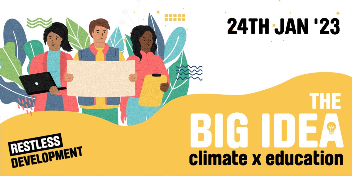Announcing the BIG Idea! For the next 3 months, Restless Development is going to host intergenerational discussions with activists and changemakers globally, with one idea in mind-to fight the climate and education crisis. 

Watch this space to learn more bit.ly/3go8dQ0