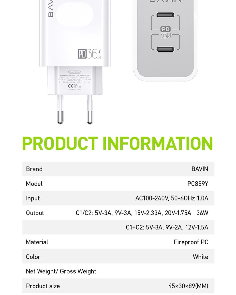 Bavin New PC859Y PD Charger 

PD 36w Fast Charger [玫瑰][玫瑰]

#bavincharger