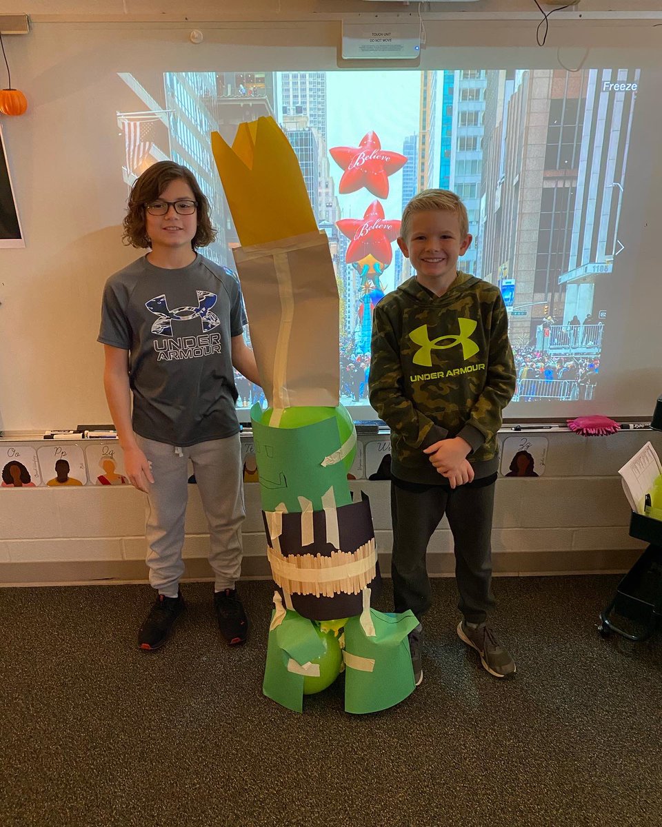 miss_dudra's tweet image. Learning about the Macy’s Thanksgiving Day Parade and we were inspired to create our own parade balloons! Groups picked different goals from height, suspension, and even artistic design! Each groups product was amazing! Great work engineers! #STEAM #modelmustangs