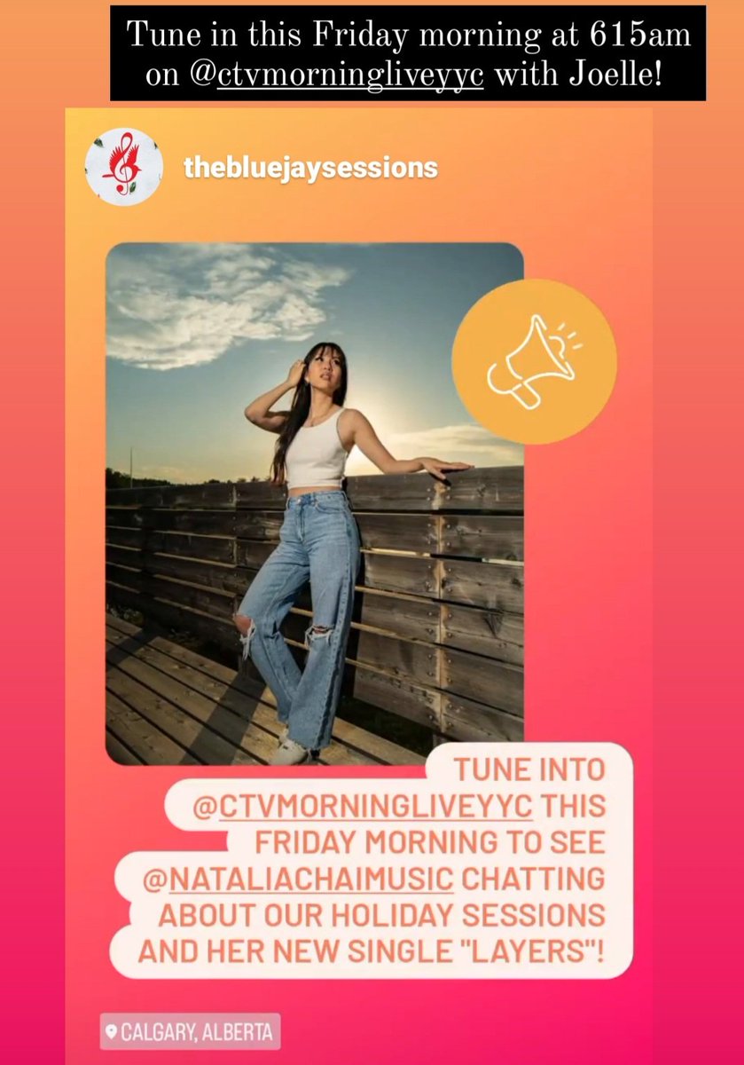 Natalia Chai Music (@natalia8chai) on Twitter photo Tune in this Friday at 615am on <a href="/CTVCalgary/">CTV News Calgary</a> <a href="/CTVMorningLive/">CTV Morning Live</a> with Joelle where I chat about The Blue Jay Sessions and my new single, Layers! #yyc #yycnews #CTV Tune in this Friday at 615am on <a href="/CTVCalgary/">CTV News Calgary</a> <a href="/CTVMorningLive/">CTV Morning Live</a> with Joelle where I chat about The Blue Jay Sessions and my new single, Layers! #yyc #yycnews #CTV
