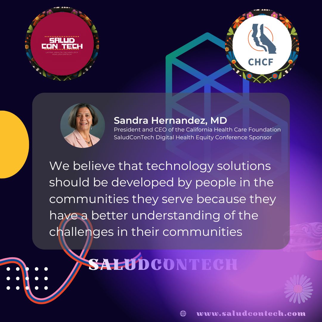 SaludConTech's tweet photo. Thank you @srhernandezmd for advocating that #digitalhealth solutions come from the communities they serve! @chcfnews @ScaleYourHealth @CalHealthline @hoyhealth @HIMSS @pluginsouthla @chcfinnovations @MinorityHealth @UCLAlatino @MiMentorOrg #DiversityInDigitalHealth #DHEC22 https://t.co/Z31OwobrBF