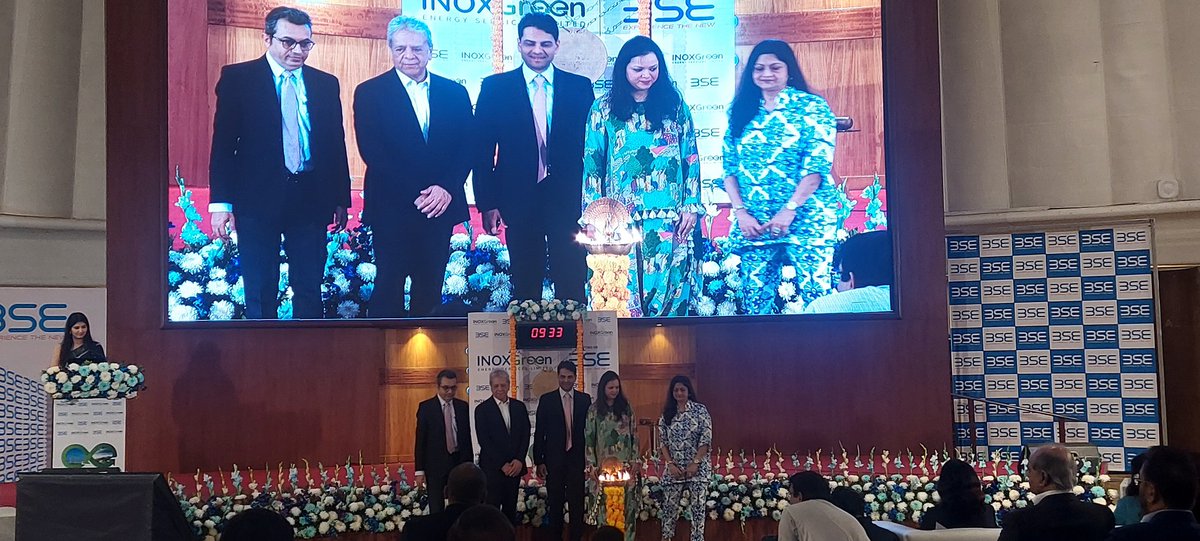 Listing ceremony of Inox Green Energy Services Limited starts with auspicious lamp lighting on 23rd November 2022 at <a href="/BSEIndia/">BSE India</a>
#inoxgreen