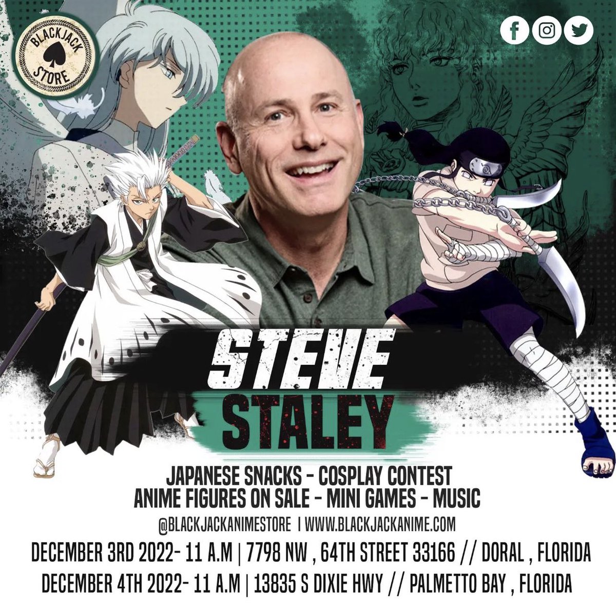 Jean_SaysChill's tweet photo. Join us at our Holiday Party featuring @staleybud the voice of Neji Hyuga from Naruto, Toshiro from Bleach, Griffith from Beserk, and many more! Cosplay contest, video games, music, and Japanese cuisine https://t.co/DXYaXYYnw5