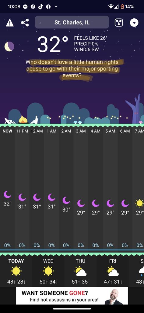 darkestsummer's tweet image. Even my weather app knows what's up #BoycottQatar2022 #FIFAWorldCup2022