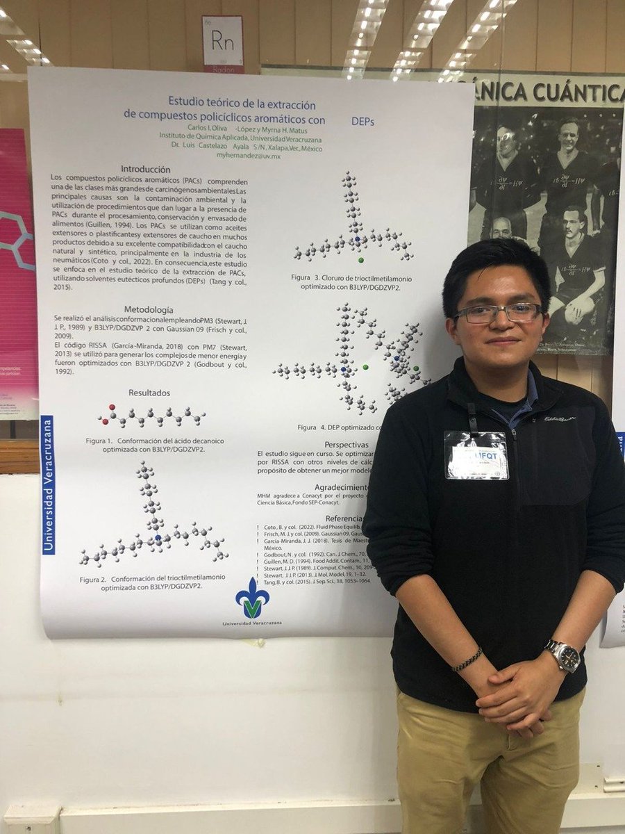 Carlos Iván Oliva López, alumno de noveno semestre de Licenciatura en Física, presentó un cartel en la XX Reunión Mexicana de Fisicoquímica Teórica. ¡Enhorabuena!