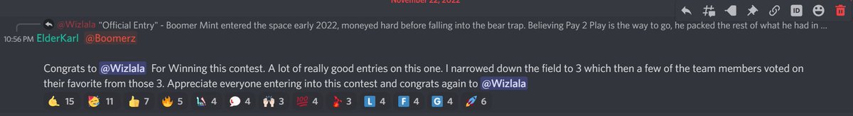 BoomerSquadNFT1's tweet photo. #BoomerSquad Please join me in congratulating Wizlala as the winner of our little creative exercise competition for the grand prize of 1 Gen 0 Boomer Squad NFT! It was tough to narrow it down to just 1, there were some great stories in there! https://t.co/V2iNR27gYZ