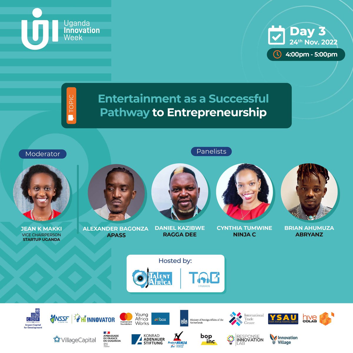 IamApass's tweet photo. I'll be speaking on a panel discussion at Uganda innovation week / @uiw_official this Thursday, Nov. 24th at 4pm. You can catch the live stream on https://t.co/e4FOQhQBXM #UIW2022 
@talentafrica https://t.co/MgsW2EKfDU