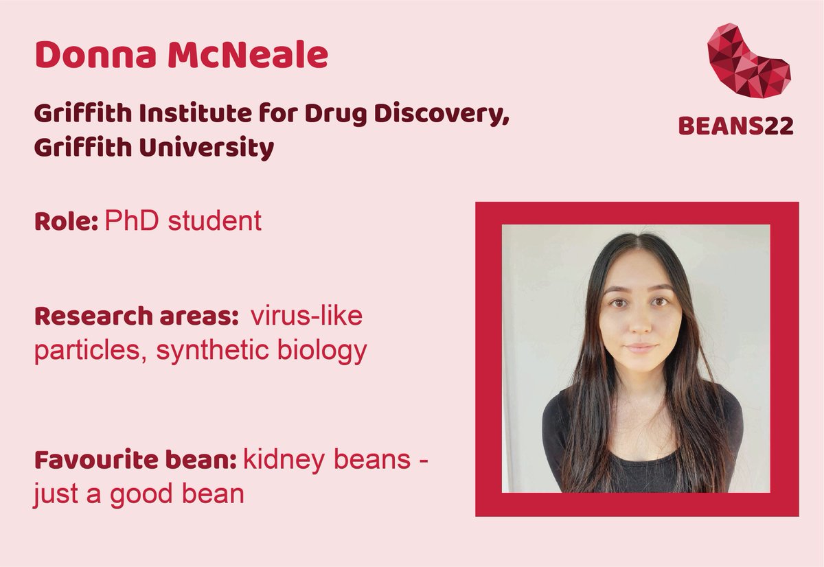 beansymposium's tweet photo. We've got two more committee members to introduce and one of those is @donna__mc - Donna is a PhD student in @FrankBioNano 's lab at @GRIDD_GU. https://t.co/zCi1jU0I2d