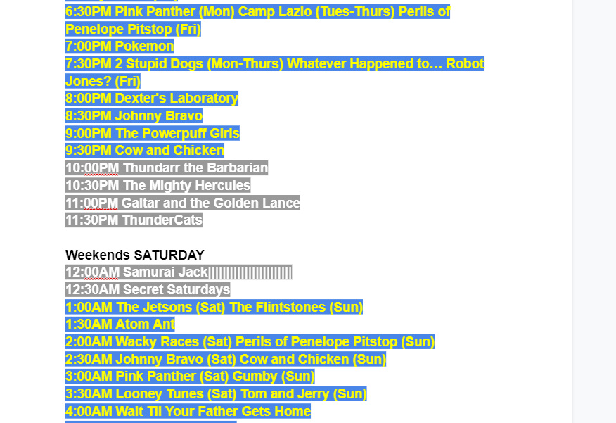 Boomerang Throwback on Twitter "Here is the OFFICIAL schedule for the