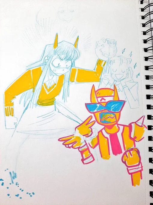 going through my sketchbook because it's been a year since I got this one but still haven't filled it. There are some fun drawings in here from the past year 