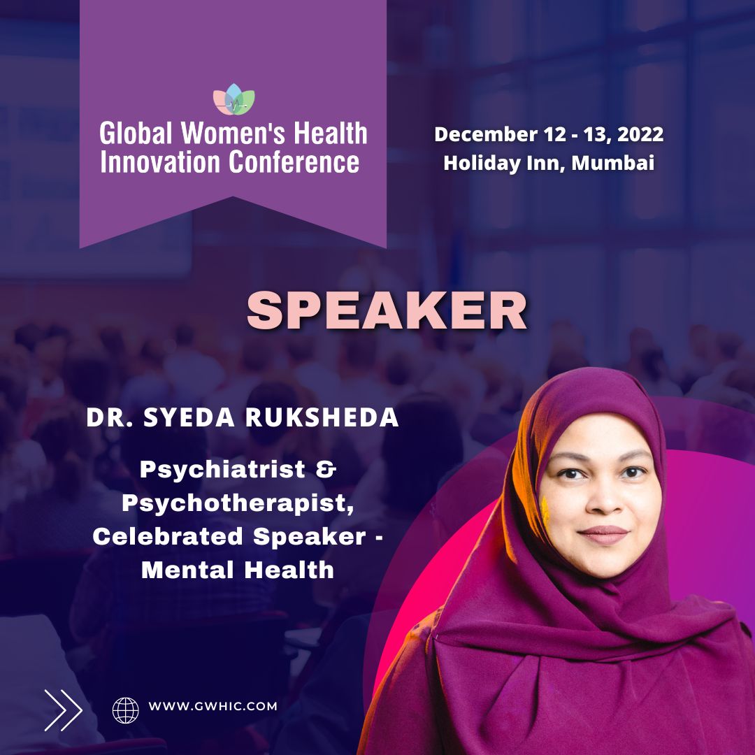 GWHICIndia's tweet image. #mentalhealthmatters
Welcome the leading mental health expert & celebrated speaker @ruksheda_psych Dr. Ruksheda Syeda, as our conference speaker.
She is the convener of women's mental health specialty section of @IndianPsychiat1 #Mentalhealth
#femtech4india #womenshealth