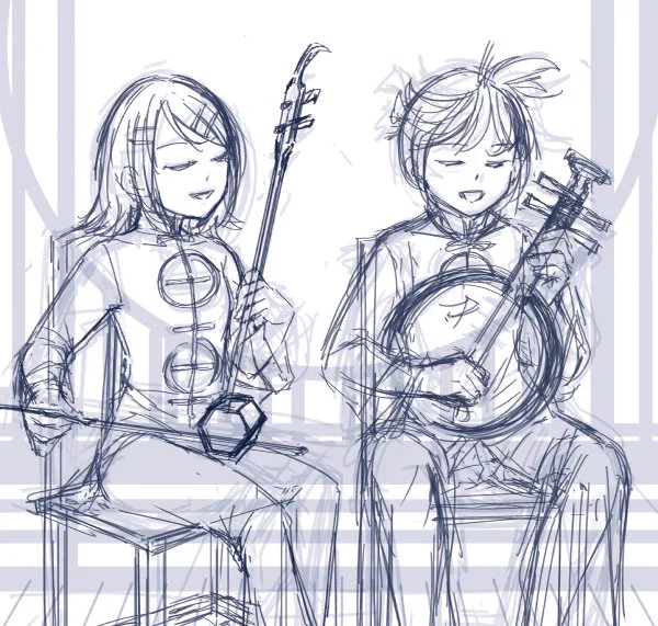 本日は、初音ミクシンフォニー大阪公演ですね。
私は中国楽器を描きながら過ごしています。ということでwip 