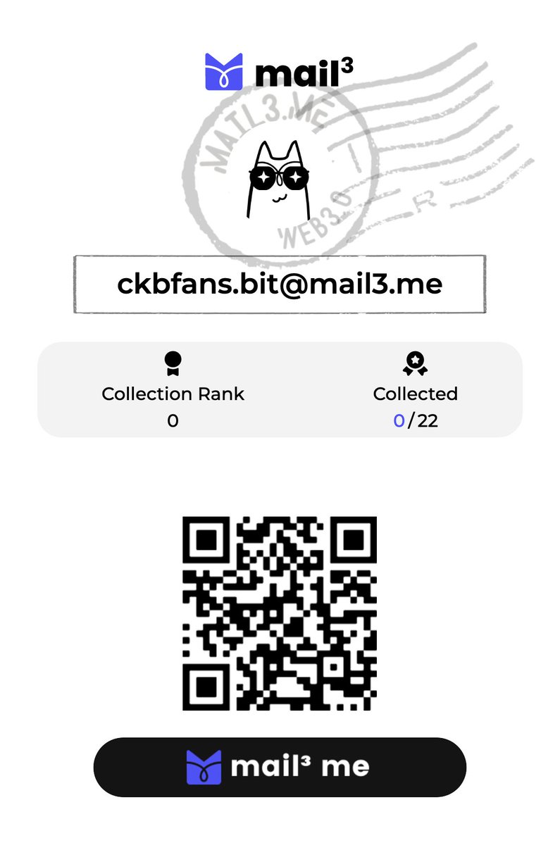 🙌 #SubscribeToEarn 来啦 <a href="/mail3dao/">Mail3 🦇🔊🦉</a>  

💌欢迎订阅 ckbfans.bit #Mail3 邮箱
🌈即可获得 ckbfans.bit 子域名等多重🎁

✅ 进入 mail3.me/ckbfans.bit 
✅ 点击订阅按钮“Subscribe”
✅ RT &amp;❤️&amp; Tag3

任务🔗:
galxe.com/NervosCKBMeta/… via <a href="/Galxe/">Galxe</a> 

 #Web3 #Subscribe #DOTBIT