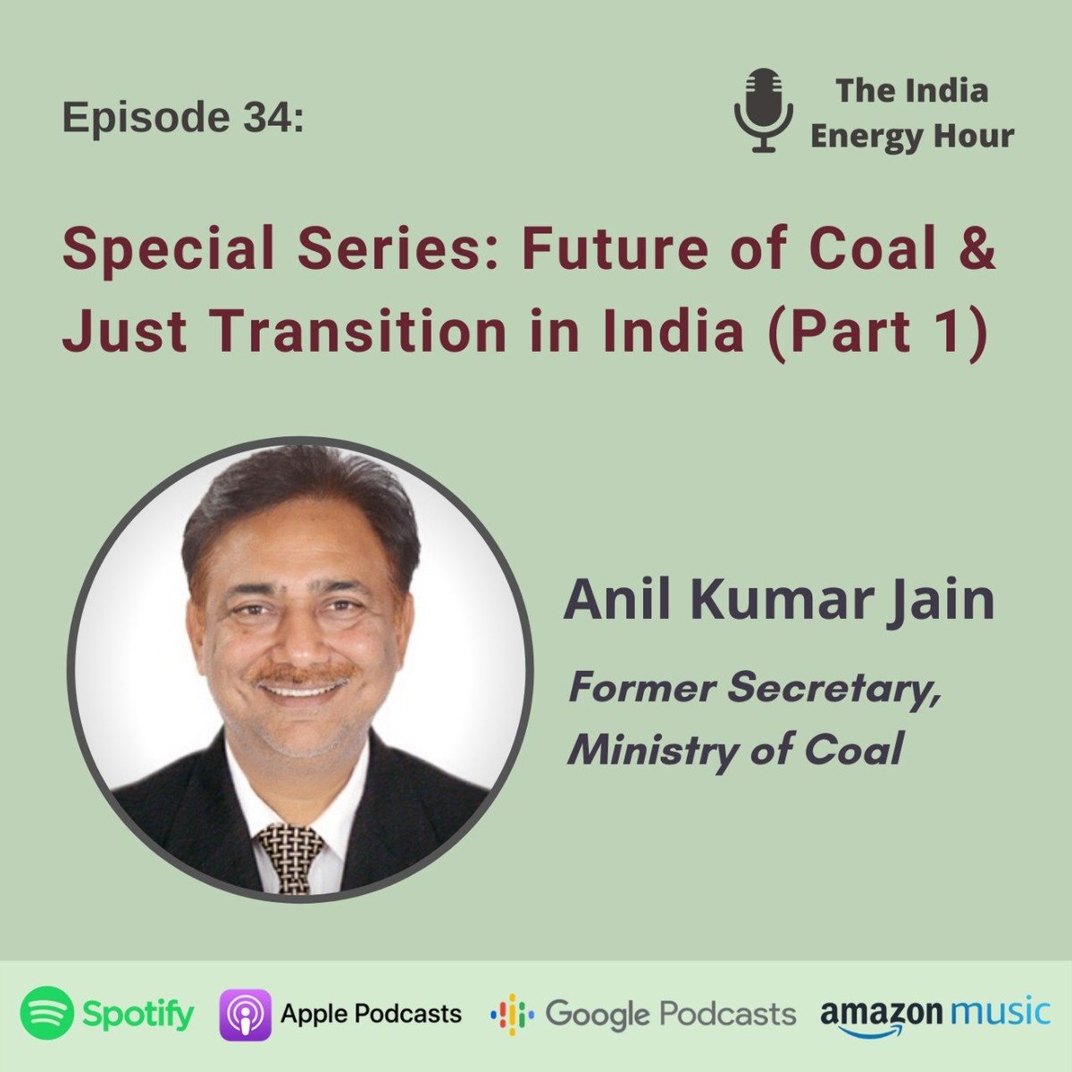 🎙️ Thrilled to launch a special @tieh_podcast series on the 'Future of Coal & Just Transition in India'🎙️ What is the future of coal in India? How do we create a just transition? Part 1 of the series with Dr. Anil Jain, Former Coal Secretary is now live! podcasts.apple.com/us/podcast/the…