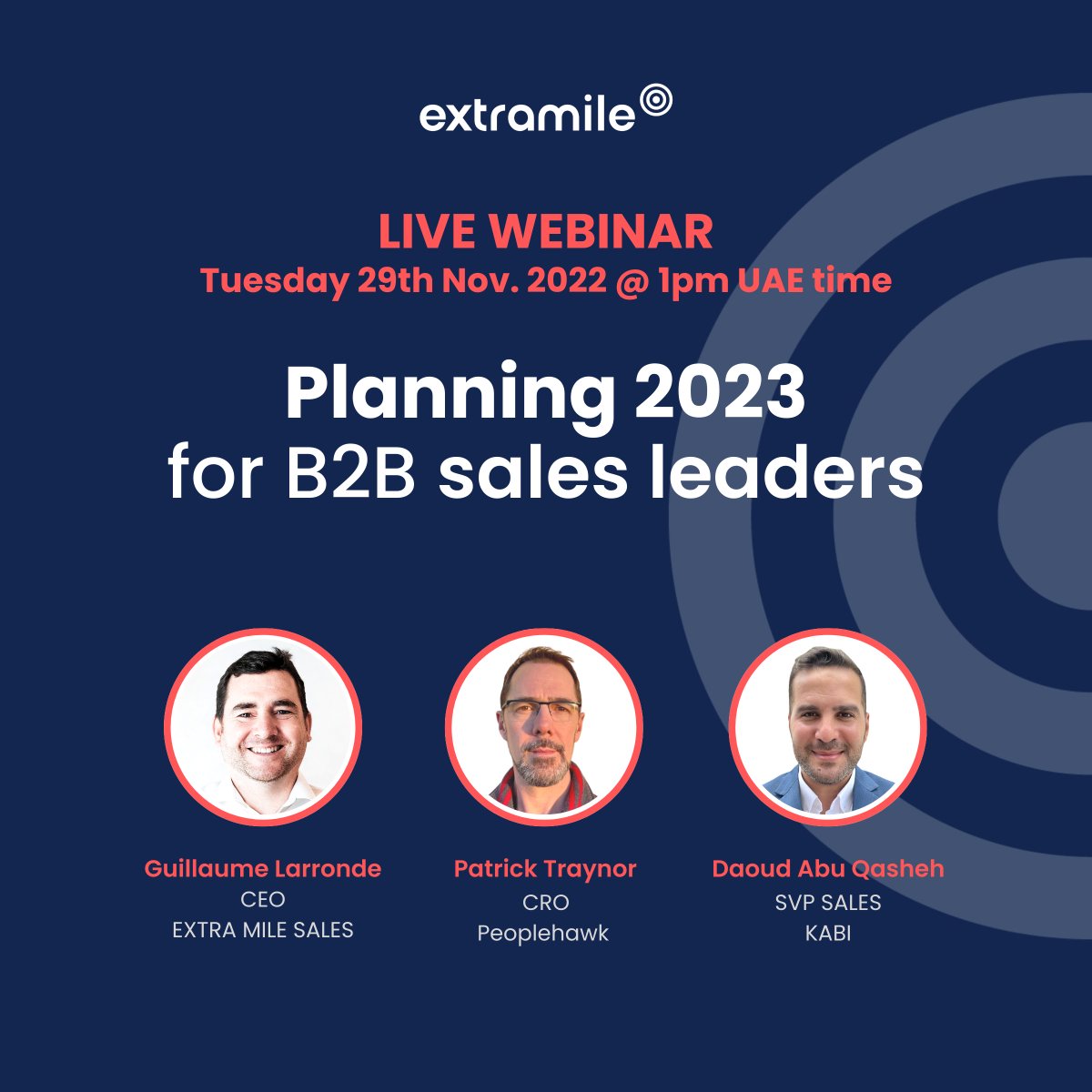 ExtraMile_ME's tweet photo. Register Here : https://t.co/PNO7rn46Zv
Here are the key points:
���✔️ Hands-on best practices
​✔️ Metrics to track in 2023
​✔️ Does and Don'ts

#webinar for #b2b #sales people #extramile https://t.co/Qj0qBwY8er