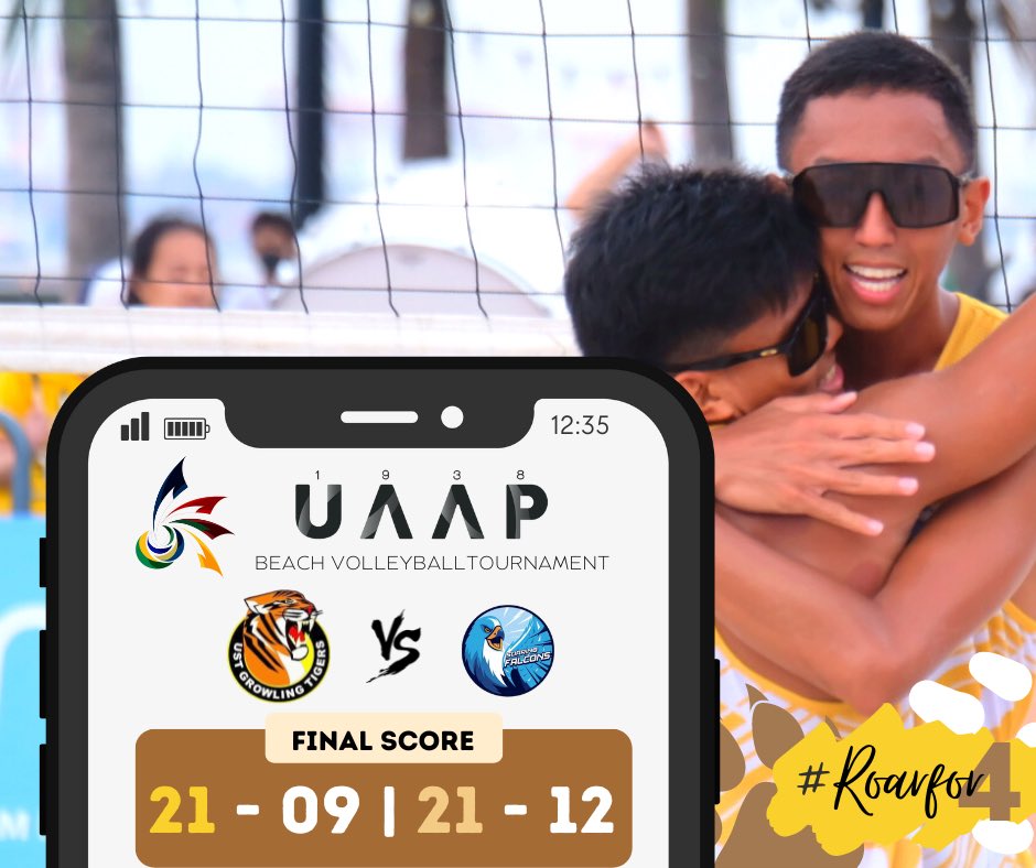 thelastwhistler's tweet photo. 5-0 SWEEP FOR THE UST TIGER SANDS! #GoUSTe
#DefendTheCrownUST #Roarfor4 https://t.co/NnKKvkWCqU