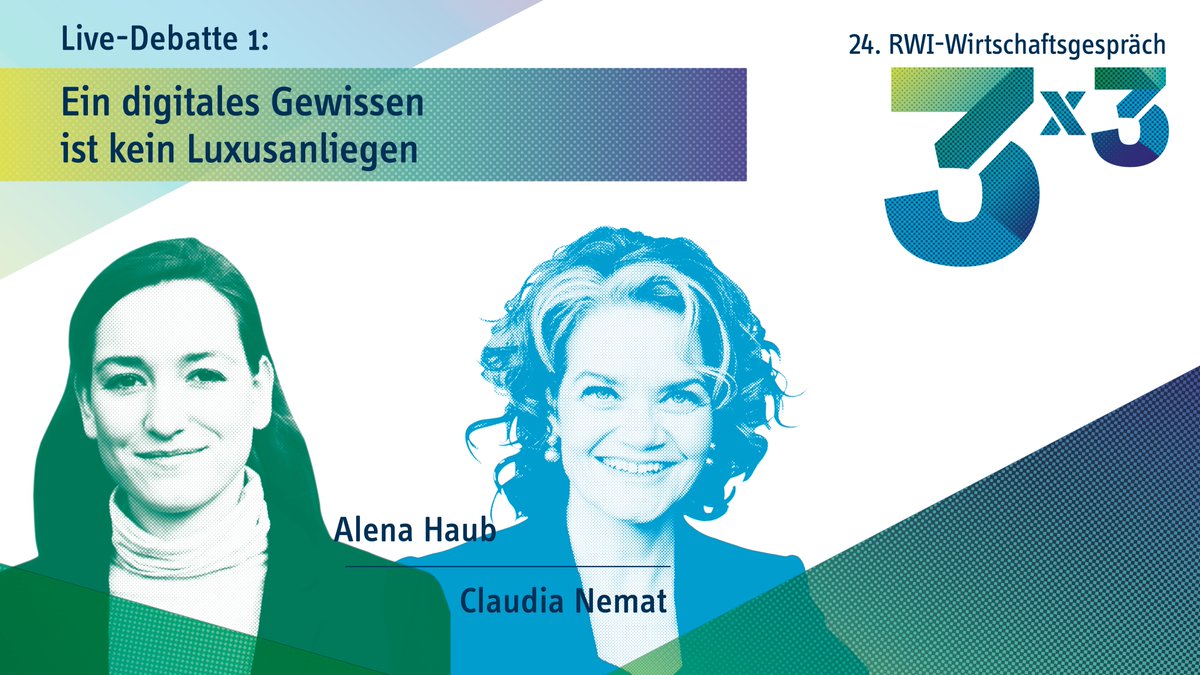 "Ein digitales Gewissen ist kein Luxusanliegen." Zu dieser These diskutieren @claudianemat 
 (<a href="/deutschetelekom/">Deutsche Telekom</a>) und die Profi-Debattantin <a href="/AlenaHaub/">Alena Haub 😷</a> (<a href="/VDCH_eV/">VDCH e.V.</a>, <a href="/uni_mainz/">Universität Mainz</a>) beim RWI-#Wirtschaftsgespräch. Los geht's um 18.30 Uhr. Zur Anmeldung: rwi-essen.de/veranstaltunge…