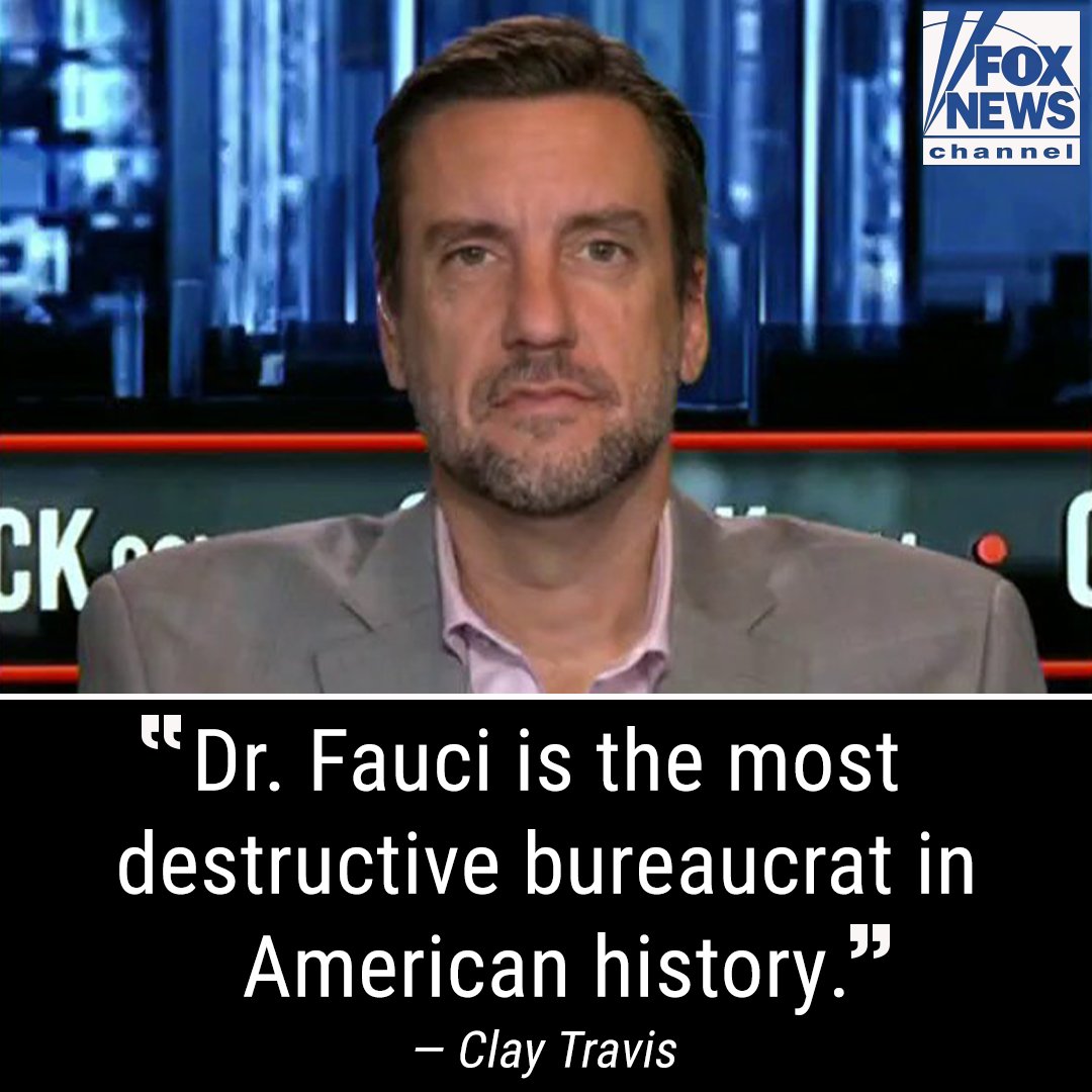 FoxNews's tweet photo. 'WHEN IS THIS GOING TO END?': @ClayTravis rips Dr. Fauci's final White House briefing, tells "Hannity" that the Democrats' base won't allow Americans to "return to normalcy." https://t.co/1RRd6rsRZx