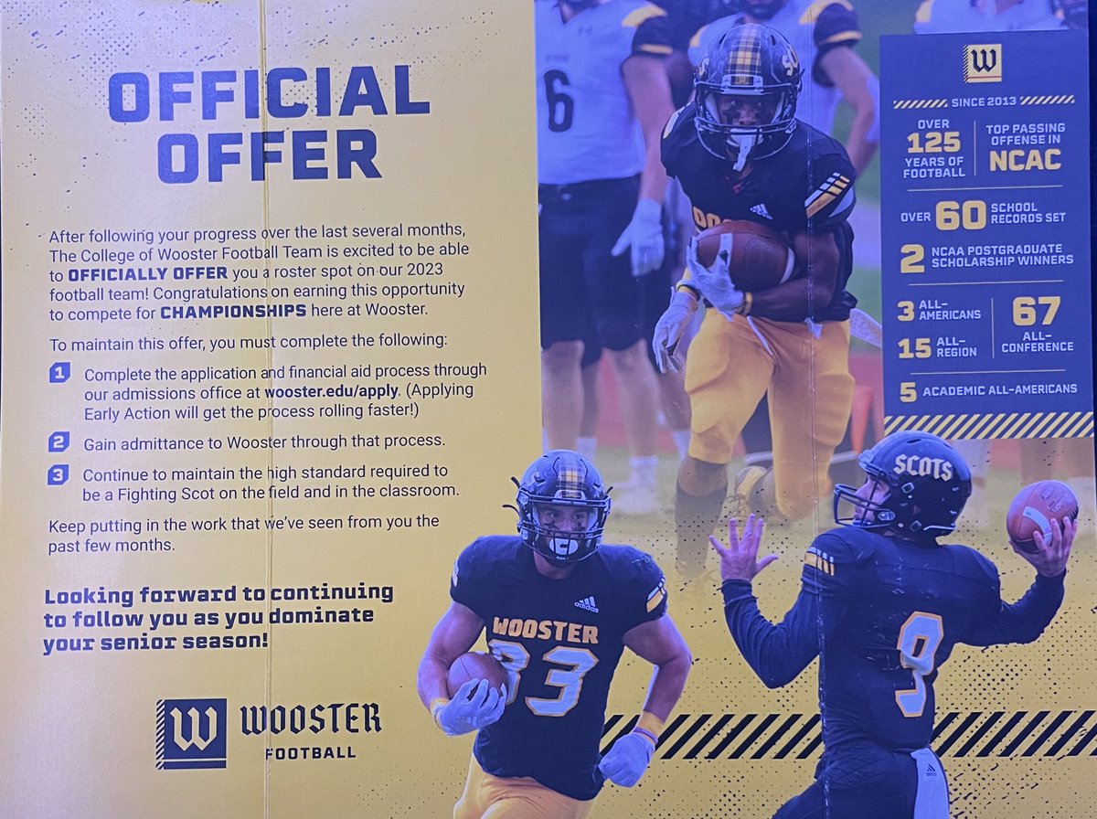 johnny_smith66's tweet photo. After a great conversation with
@BenLolli I'm truly blessed &amp; thankful to receive my very first official offer from The College Of Wooster @dclay1889 @PrepRedzoneIL @CoachP82330450 @kchill2705 @CoachBigPete https://t.co/QrQZpq2z1W