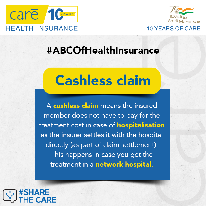 careinsuranceIN's tweet photo. Cashless claim settlement enables an insured person to receive recommended treatment at any network hospital without having to worry about paying bills on their own. Get your Comprehensive Health Insurance today!
Visit: https://t.co/TZzAMQyrJw
#ABCOfHealthInsurance #Care https://t.co/sCjqNeyY1n