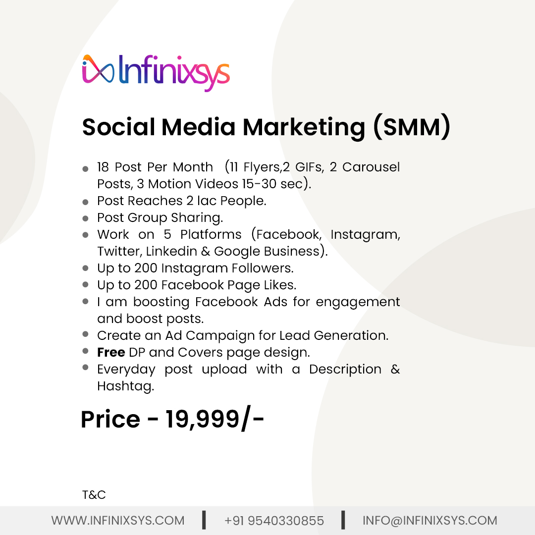 SysInfinix's tweet photo. Best Offer Available For Social Media Marketing (SMM)

Visit - https://t.co/FrmsyvMKUN
Call - +91 9540330855
Email - contact@infinixys.com

Facebook - https://t.co/xtPbmUIAq4
Instragram - https://t.co/IzPG3N0re2
linkedin - https://t.co/dua58DS1ub
Youtube - https://t.co/7U2IQqUvJx https://t.co/oGCIZclEc5