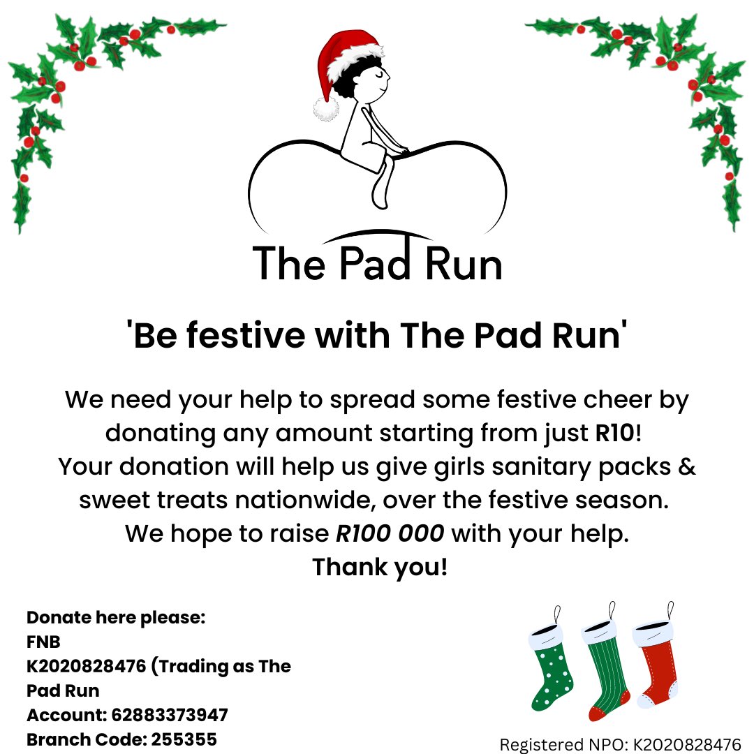 fcfortune's tweet photo. Thread: 
Donate &amp; win with @thepadrun 

We would like your help raising some festive cheer for young girls in need! 

We’ll be doing a nationwide donation run providing pads &amp; sweet treats across the country over the festive season. https://t.co/Cutr7X7h9o