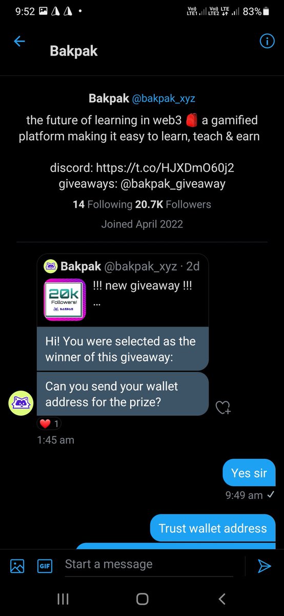ShettyVishram's tweet photo. Wining something is always special and currently I am over the moon as i have won the $500 giveway from @bakpak_xyz 😇
Thank you bakpak for giving me this opportunity...Cant wait to win many such give aways🤞🤞
#bakpak #giveaway https://t.co/fupL3cAsUM