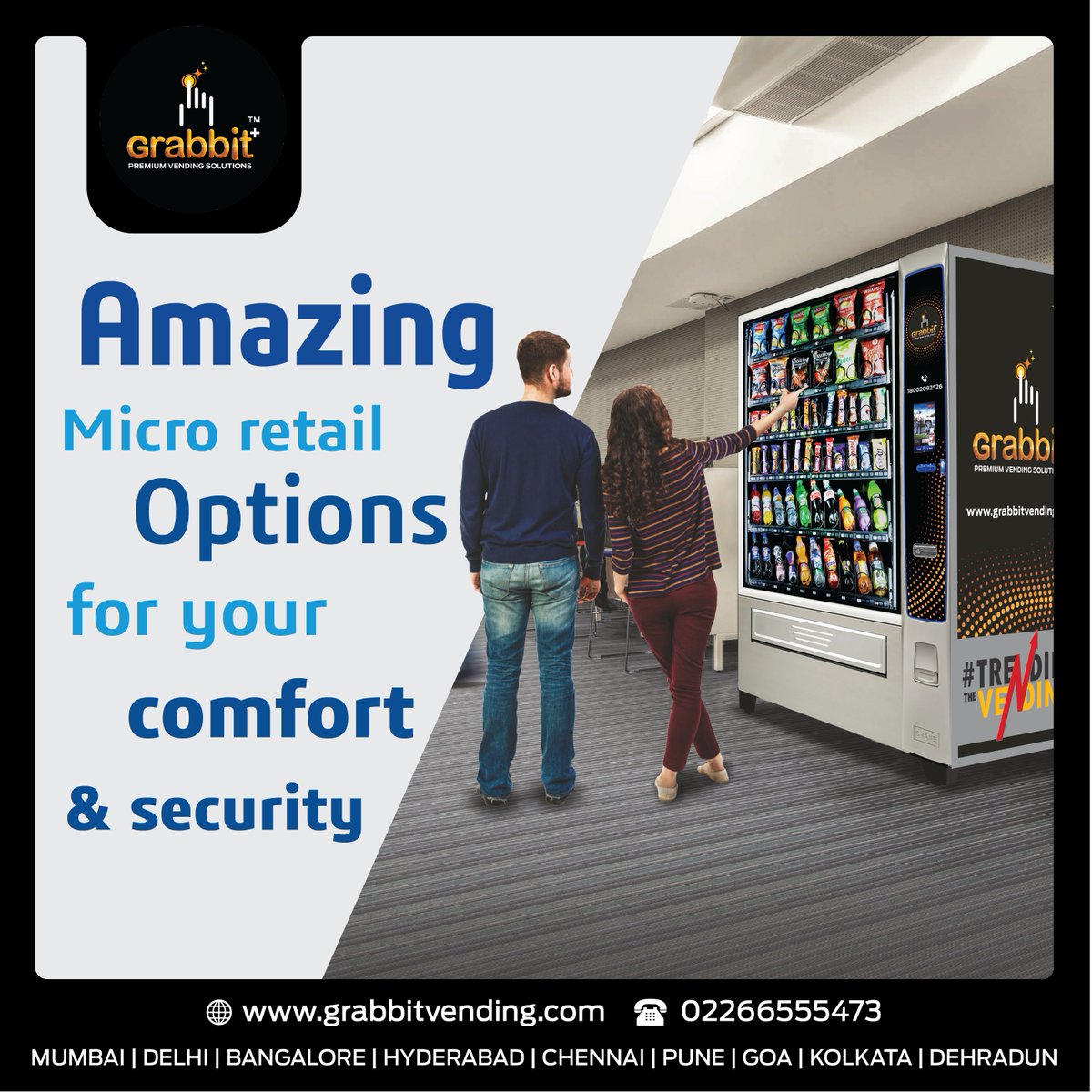 GrabbitIndia's tweet photo. ✅From securing your #payments, to providing 24*7 customer support, to allowing you the flexibility of taking your breaks, we have got you covered #vendingmachine #grabbitindia #vendingmachineindia #trendingthevending https://t.co/06KSE9wzfF